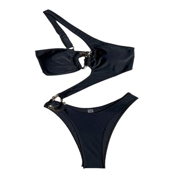 Dame asymmetrisk bikini sæt med raffinerede spænder Skovae