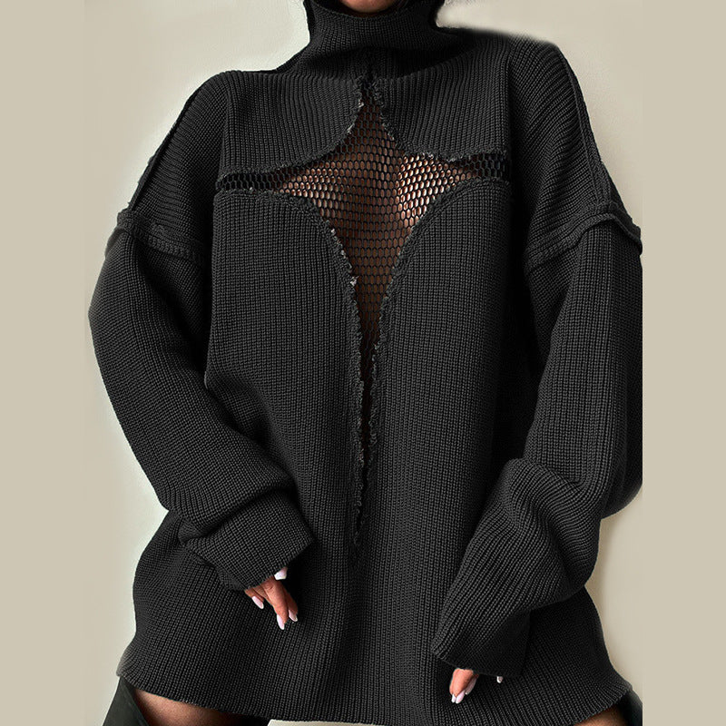 Dame strikpullover med afslappet netdesign Stilla