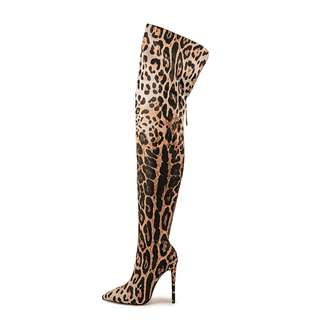 Femme Over-the-Knee Stiletto-støvler med dyreprt design Stilla