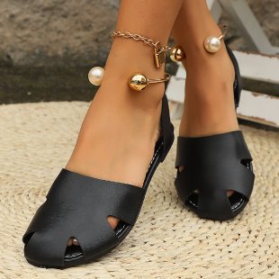 Dame slippers med modigt snit og elegant perleudsmykning Stilla