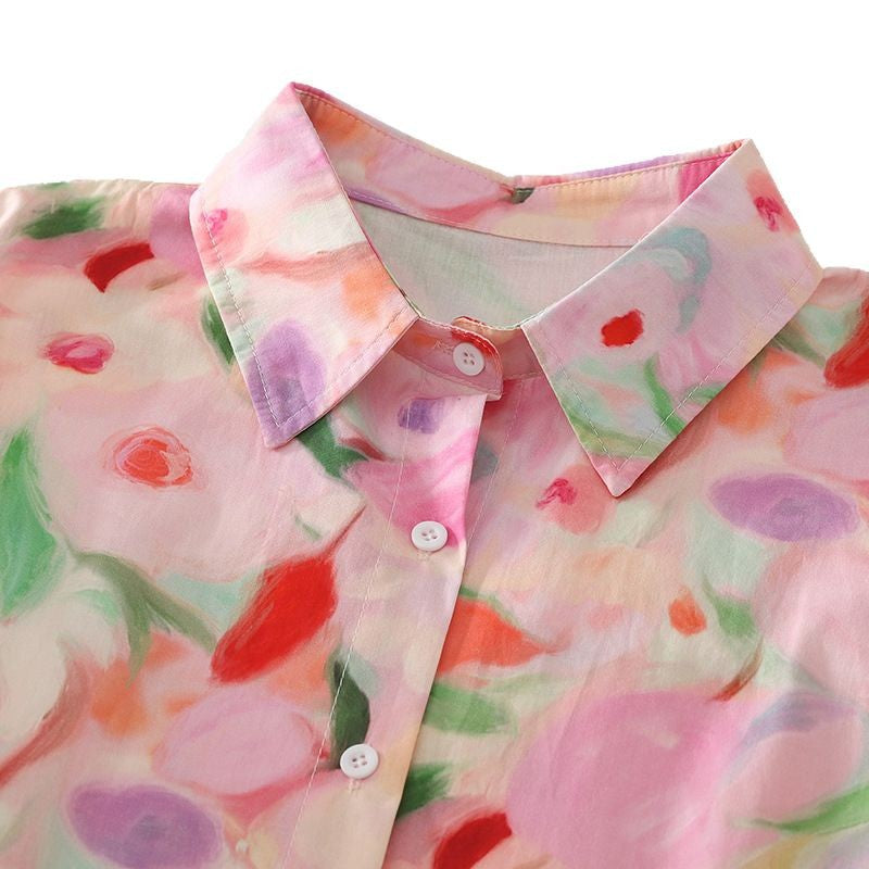 Damebluse med blomsterprint Stilla