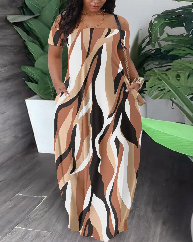 Dame maxikjole med elegant snit og trendy mønster Stilla