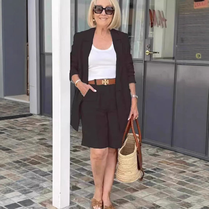 Dame Elegant fritidsblazer-sæt med shorts Stilla