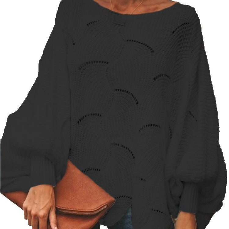Kvinder Luftig Strik Sweater med Bølge Mønster og brede Ærmer Stilla