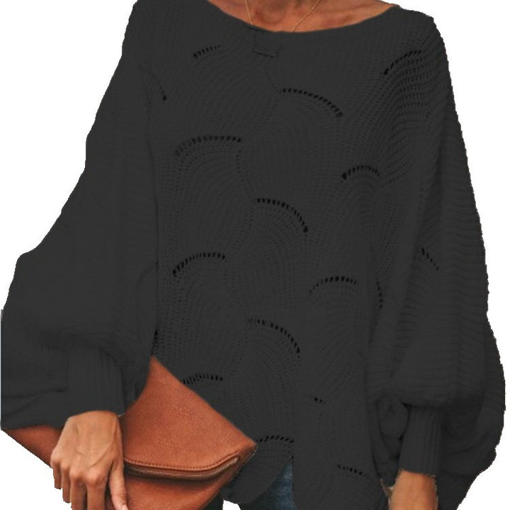 Kvinder Luftig Strik Sweater med Bølge Mønster og brede Ærmer Stilla