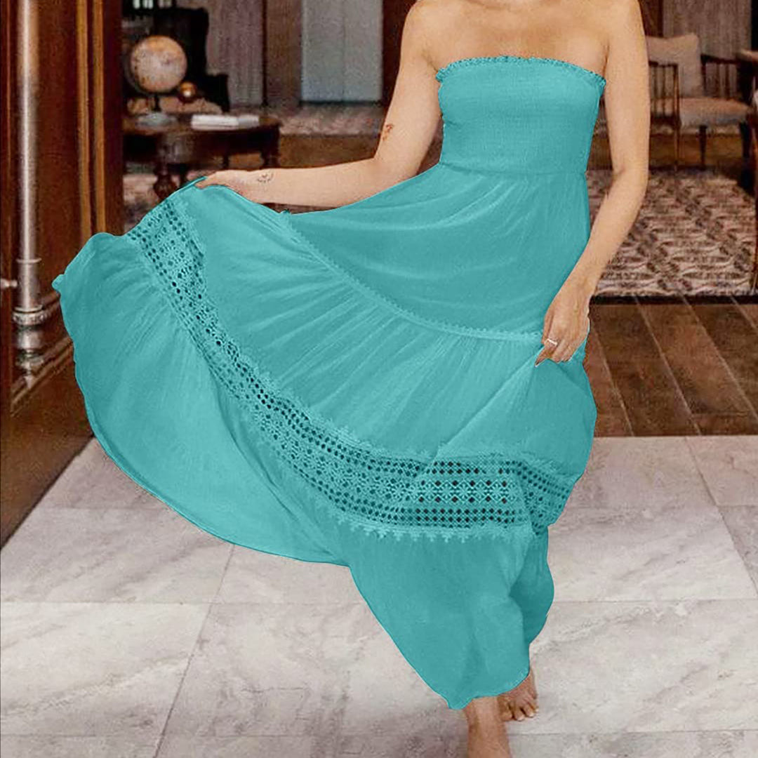 Kvinder Strapless Bohemian Maxi Kjole Stilla