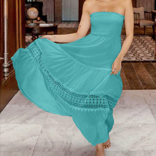 Kvinder Strapless Bohemian Maxi Kjole Stilla