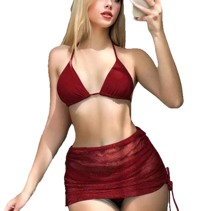 Dame Triangel-Bikini med elegant indpakningsskørt-udseende Skovae