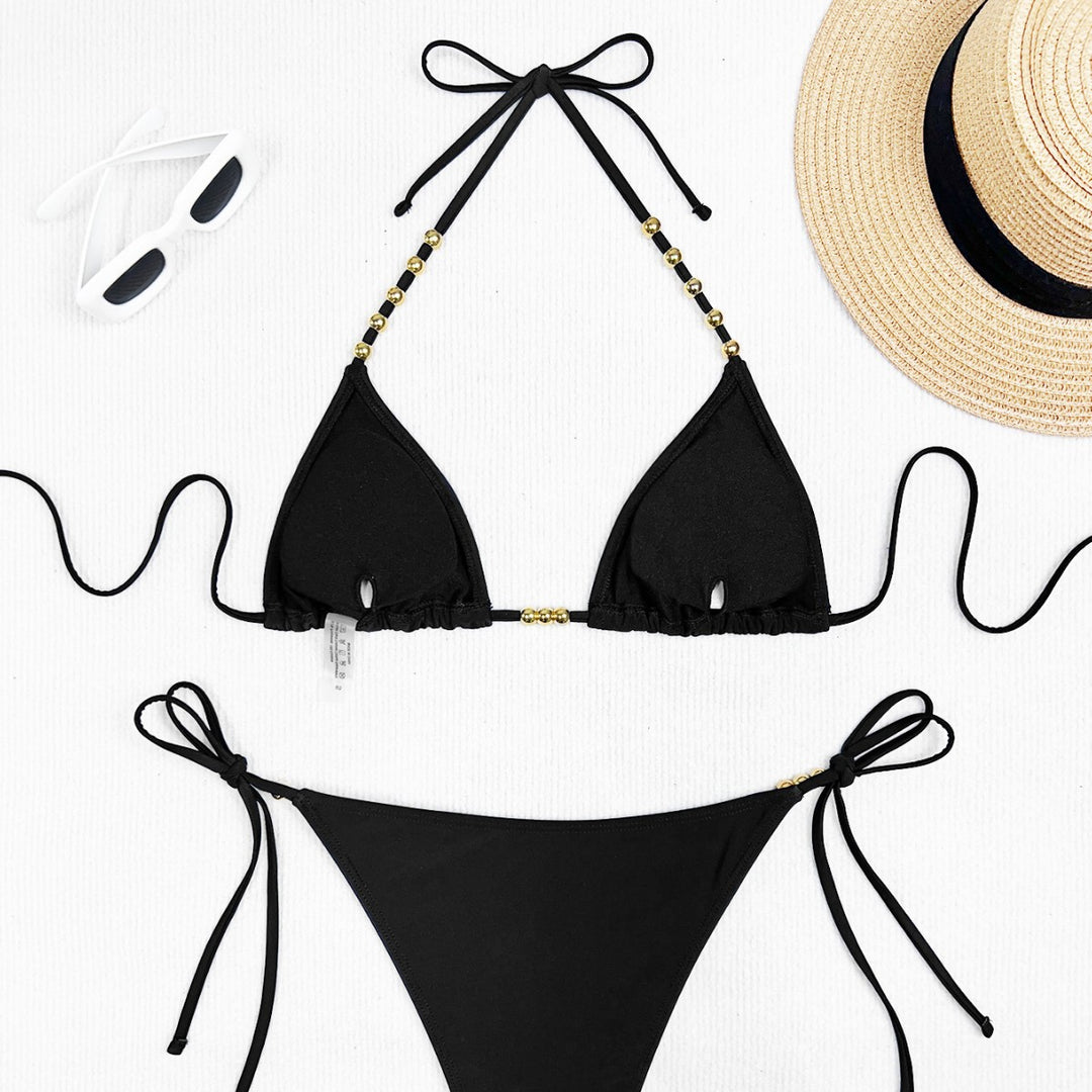 Dame Triangel-Bikini med gyldne accenter Skovae