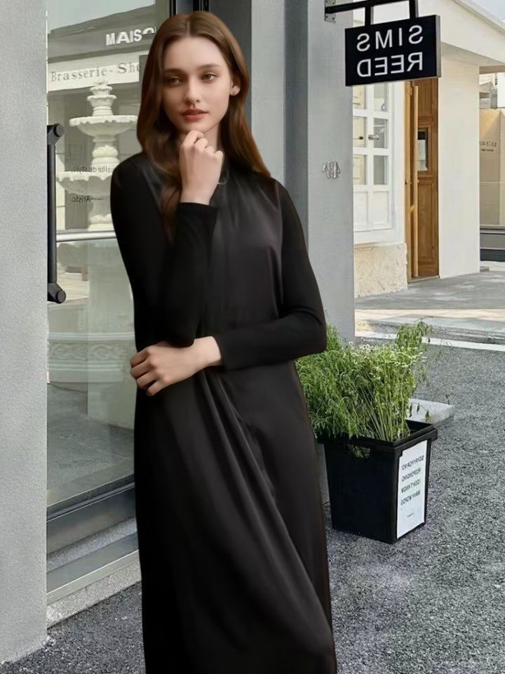 Kvindernes elegante langærmede maxi kjole med flatterende snit og tidløst design