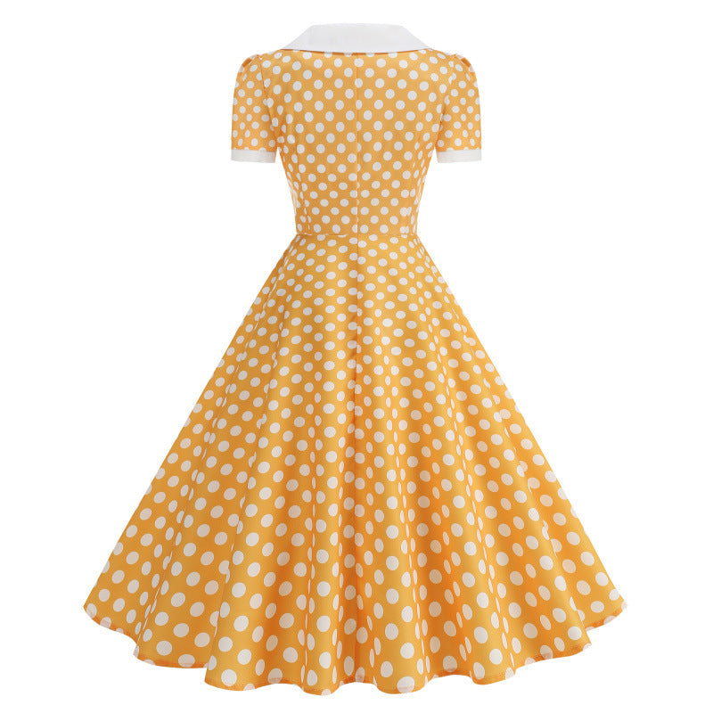 Dame Retro Maxikjole med Krave og Dots Skovae