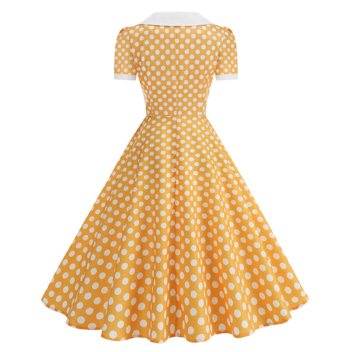 Dame Retro Maxikjole med Krave og Dots Skovae