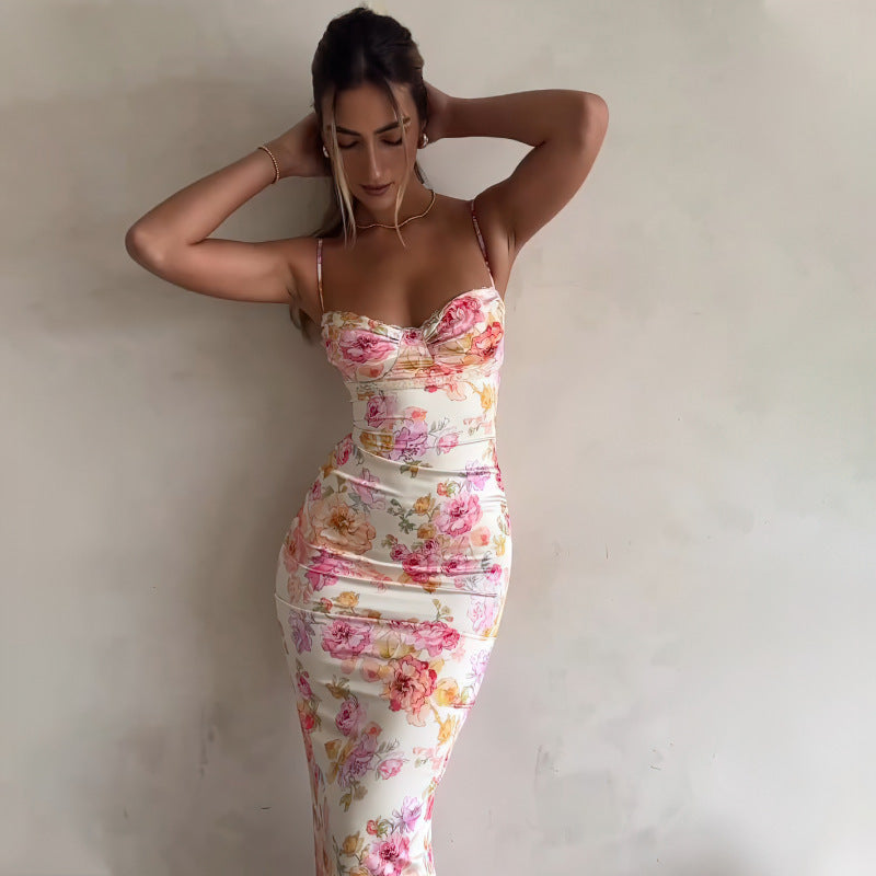 Damer Stropløs Blomster Bodycon Kjole Stilla
