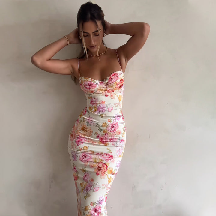 Damer Stropløs Blomster Bodycon Kjole Stilla