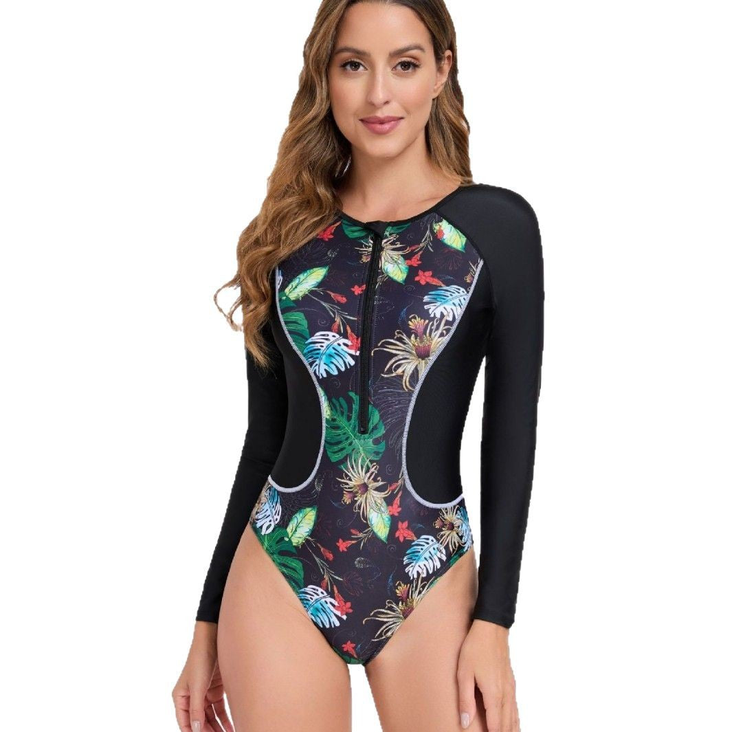 Dame Langærmet Floral Print Badedragt Stilla