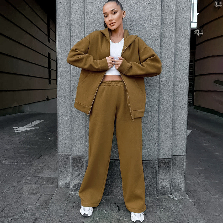 Dame Oversized Fritidsdragt i blødt fleece med praktiske lommer Stilla