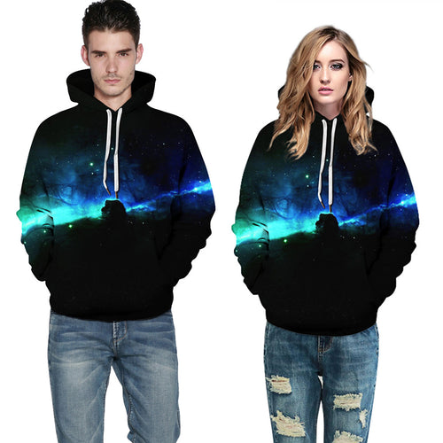 Dame hætte sweatshirt med galaktisk print og blødt inderside Stilla