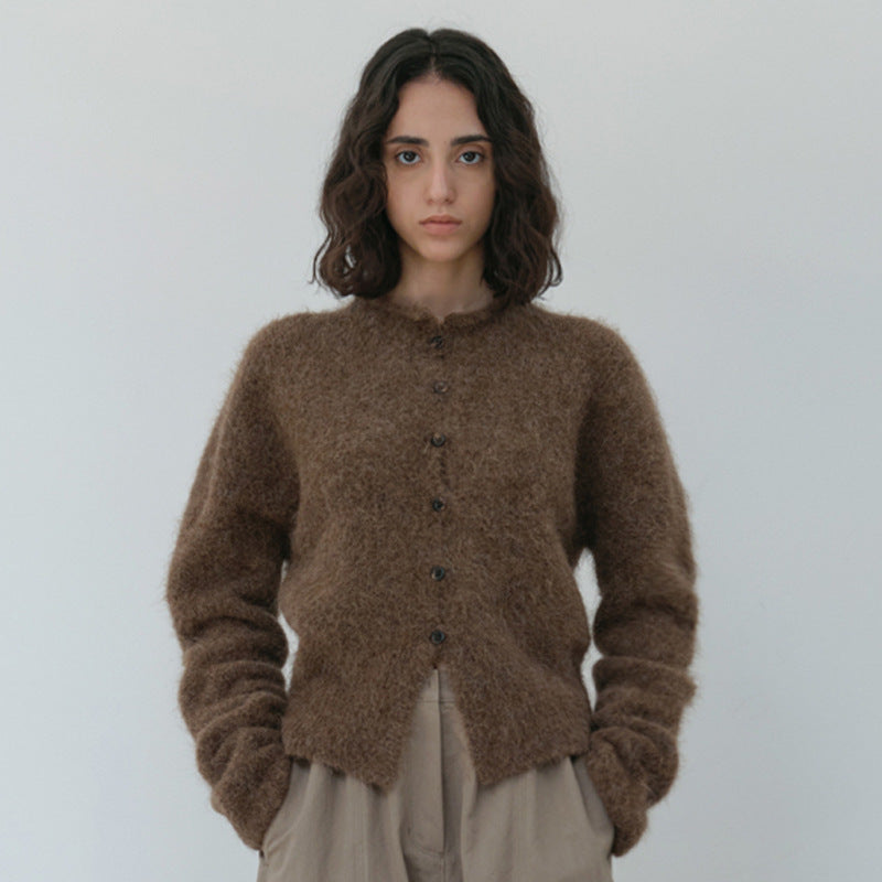 Dame blød og hyggelig strik cardigan i mohair-blanding Stilla