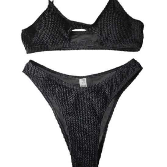 Dame struktureret bralette og højskåret bikini sæt Stilla