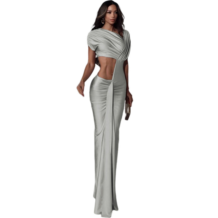 Dame maxikjole med asymmetrisk cut-outs og raffinerede draperinger Stilla