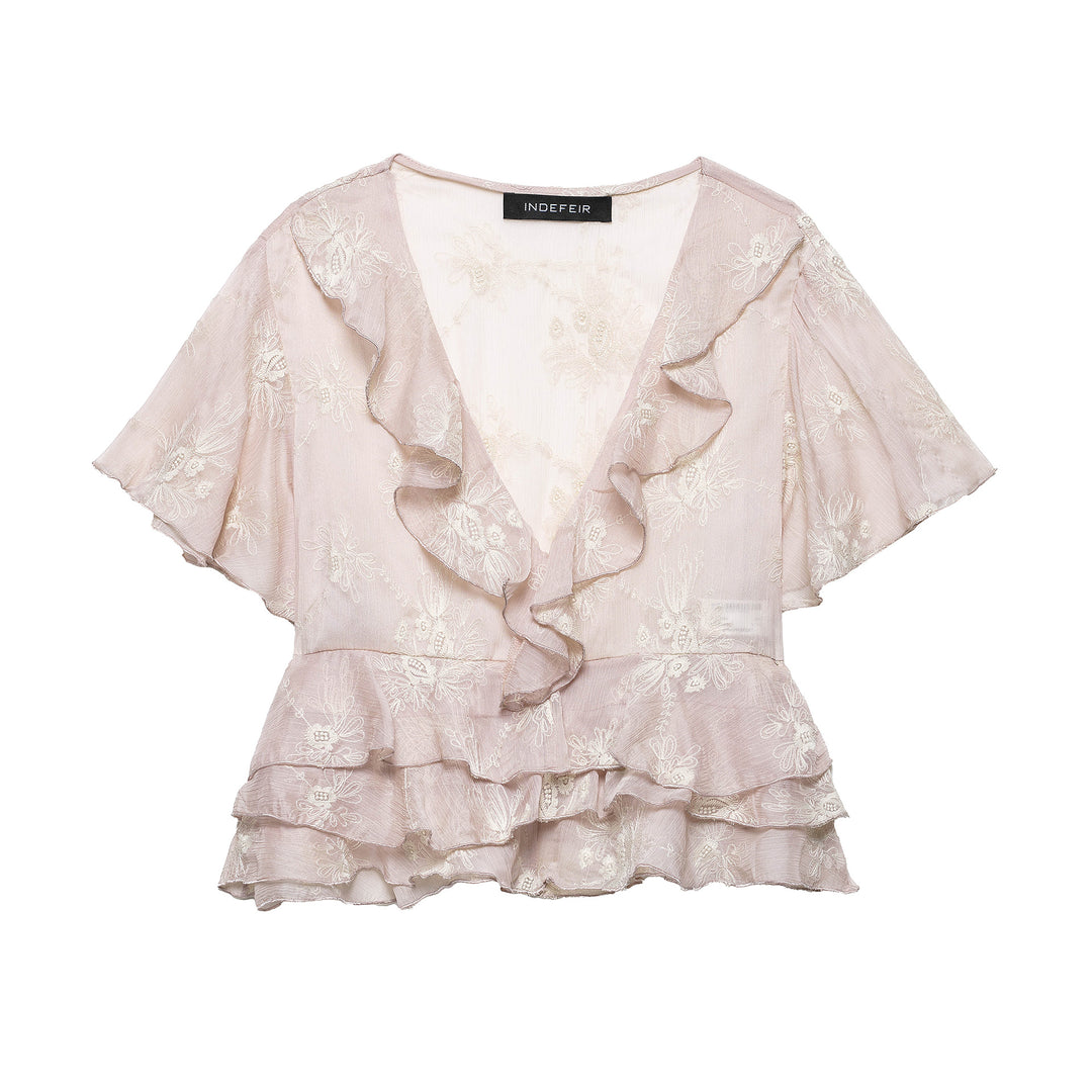 Femme Rüsch Floral Peplum Top Stilla
