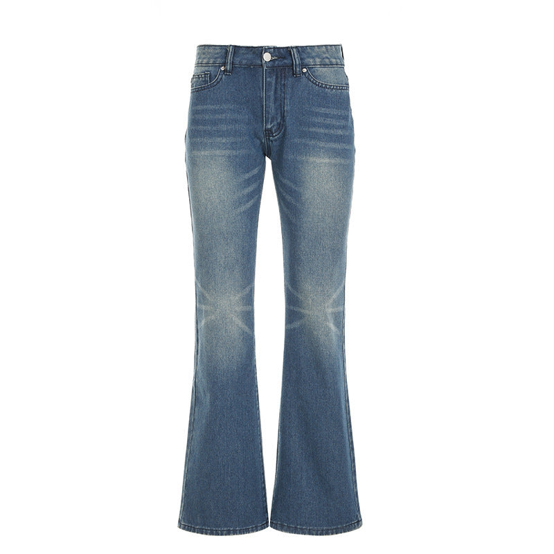 Dame flared jeans med høj talje og distressed design Skovae