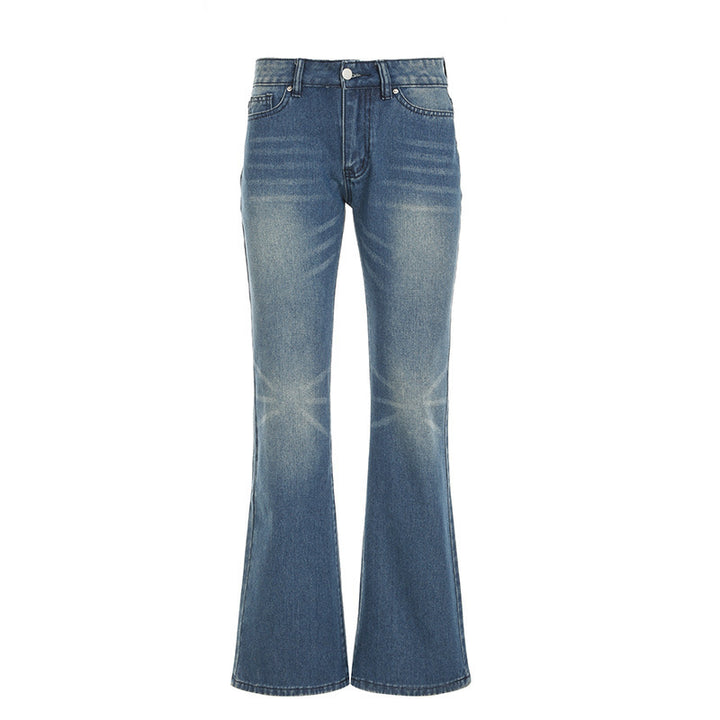 Dame flared jeans med høj talje og distressed design Skovae