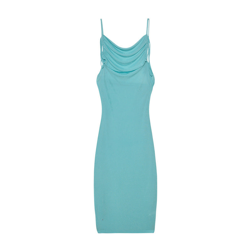 Dame Sleek Rynkning Slip Kjole med justerbare stropper Stilla