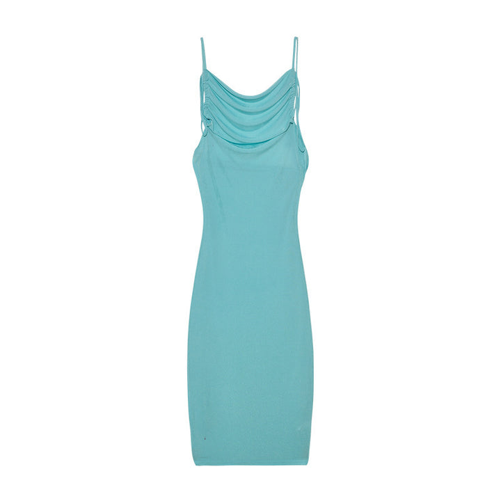 Dame Sleek Rynkning Slip Kjole med justerbare stropper Stilla
