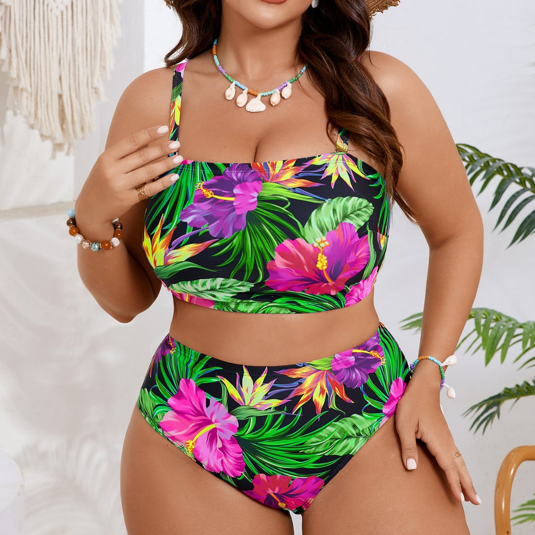 Dame Bandeau-bikini med blomster- og dyremønster Skovae