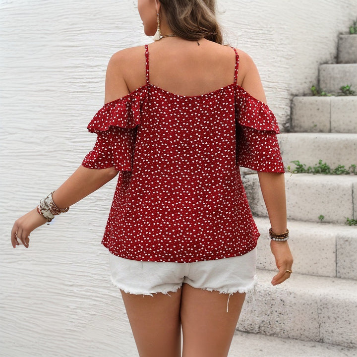 Dame Off-Shoulder Bluse med Rynker og Pletmønster Stilla