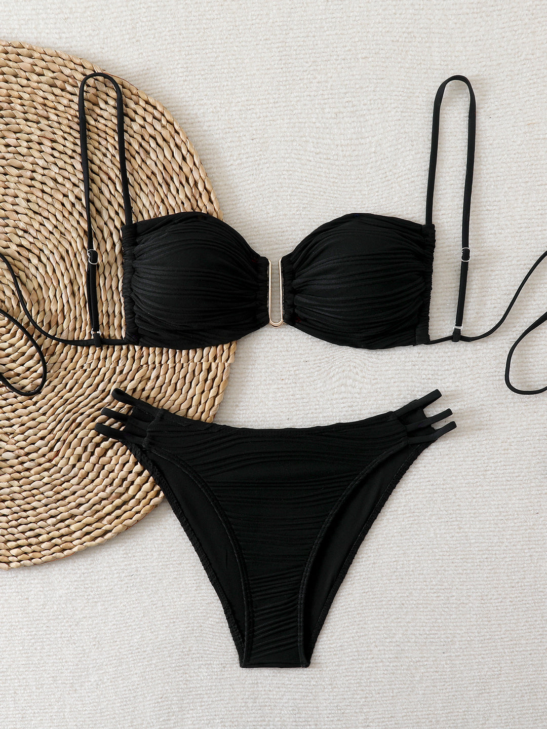 Dame Balkon-Bikini med raffineret flæsedesign og elegante stropper Skovae