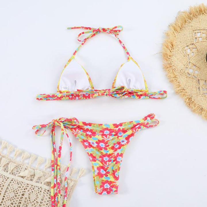 Damer Triangel-Bikini med justerbare bindebånd og legende blomstermotiv Stilla