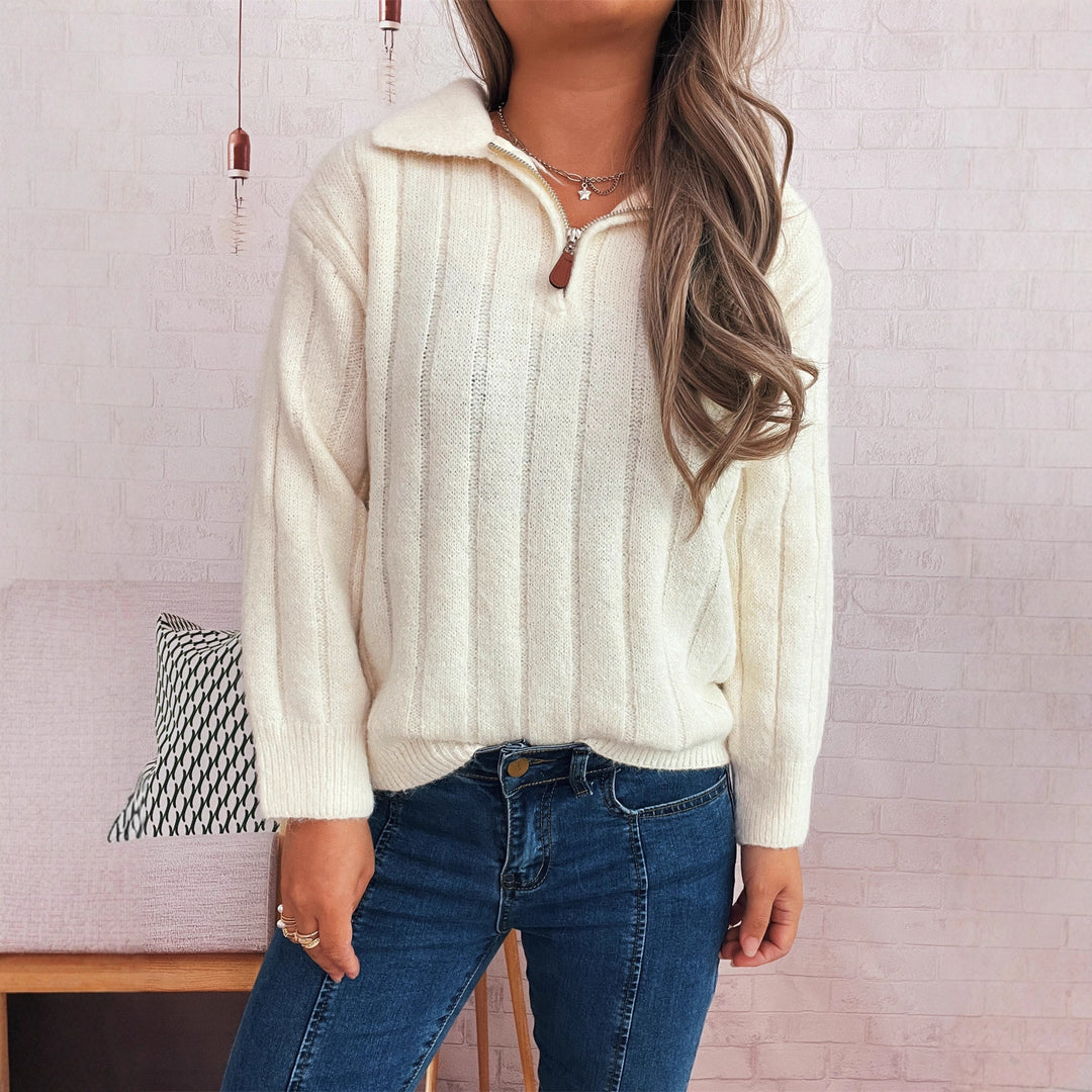 Kvinders afslappede sweater med opretstående krave og korte ærmer Stilla