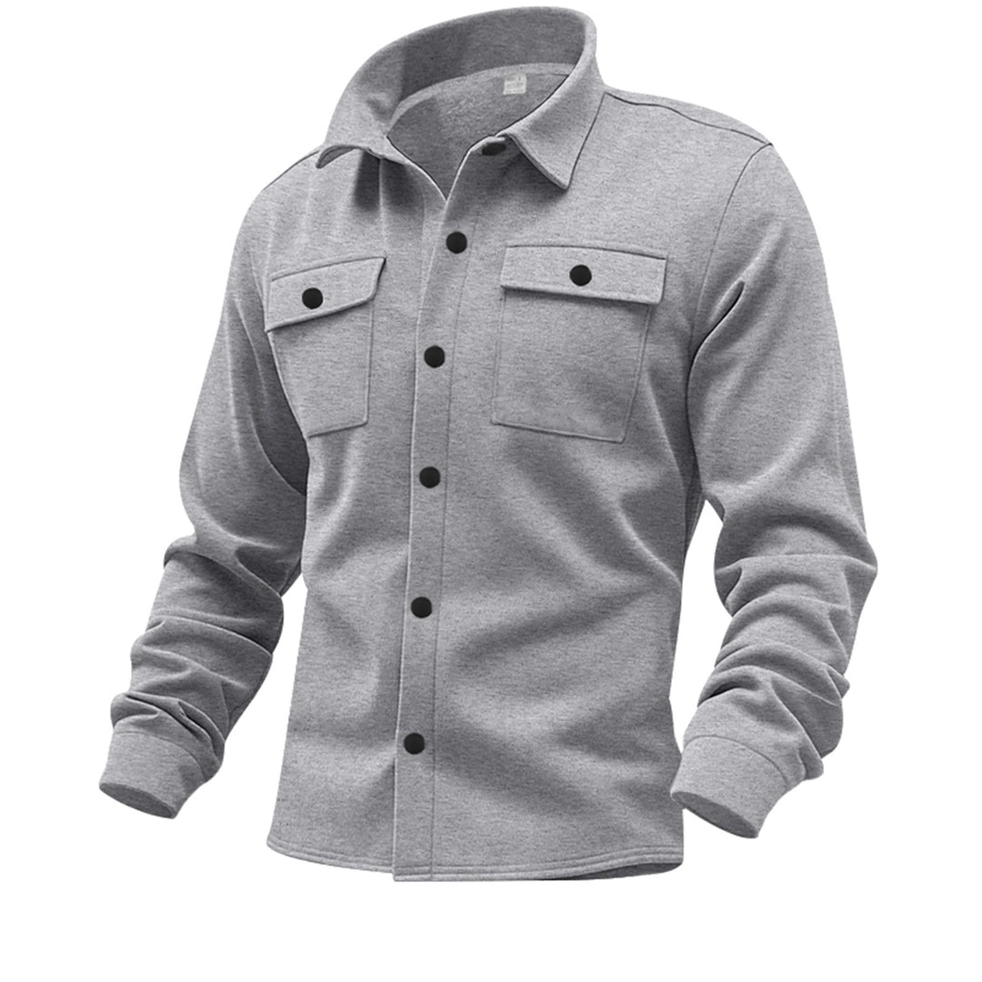 Herren nan Twill-overshirt med skjortekrave, påsyede brystlapper og lige søm Skovae