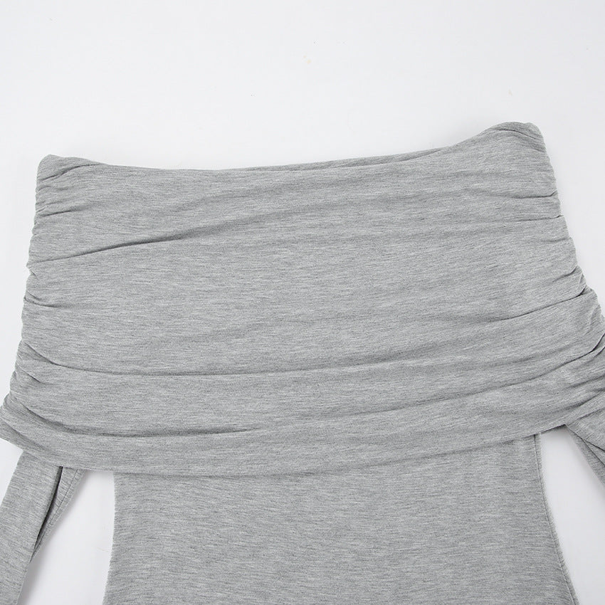 Dame maxikjole med off-shoulder design og voluminøse flæsedetaljer Stilla