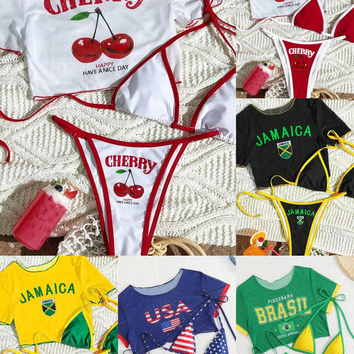 Dame bikini sæt med kreativt grafisk design Skovae