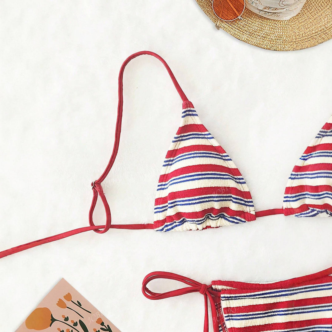 Dame Triangel-Bikini-Sæt med legende design og justerbare stropper Skovae
