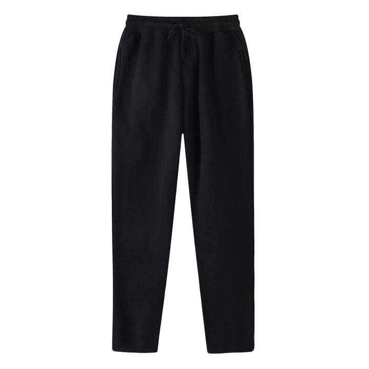 Herrer nan lige Sweatpants lavet af meleret bomuldsblanding med elastisk linning snoretræk og sidelommer Skovae