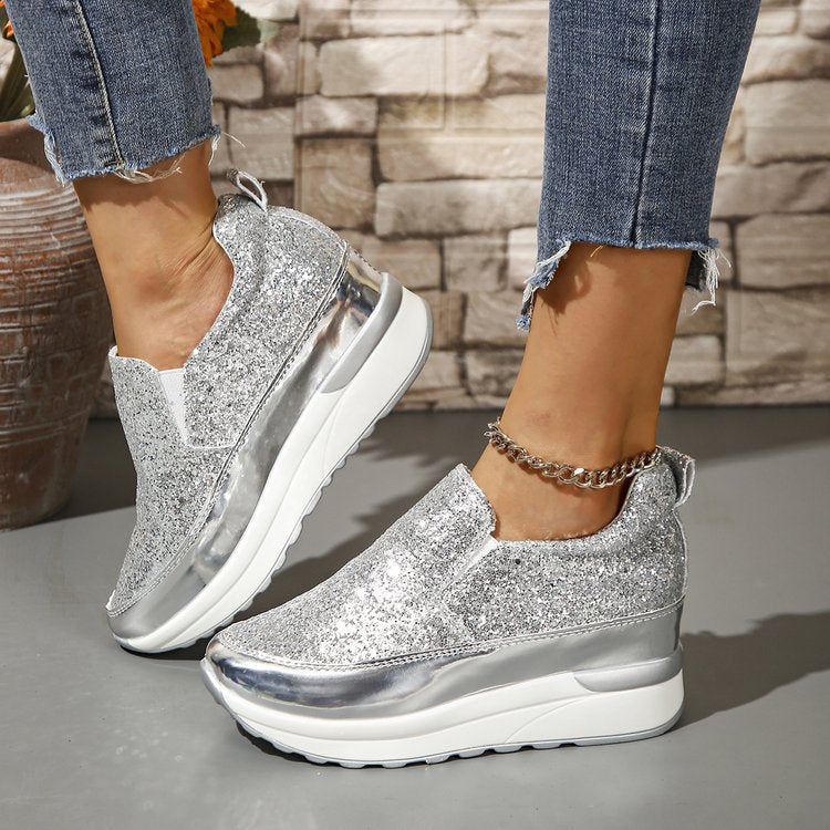 Dame Slip-On Sneakers med glitrende overflade og skridsikker sål Stilla