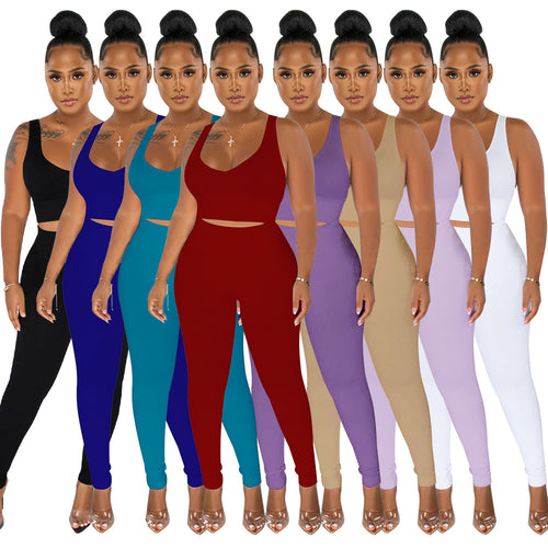 Dame Sporty Sæt bestående af Crop Top og High-Waist-Leggings Stilla