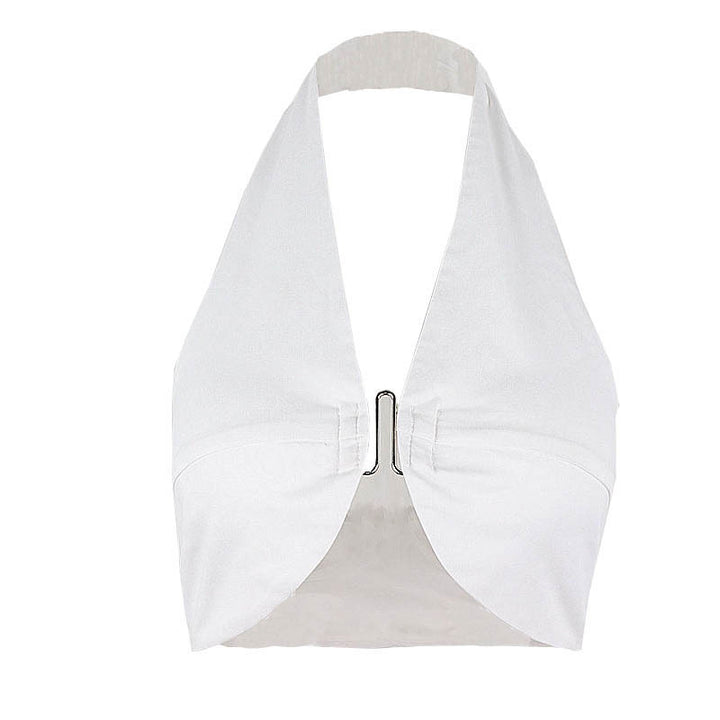 Dame halterneck top med innovativt snit og justerbar binding Stilla