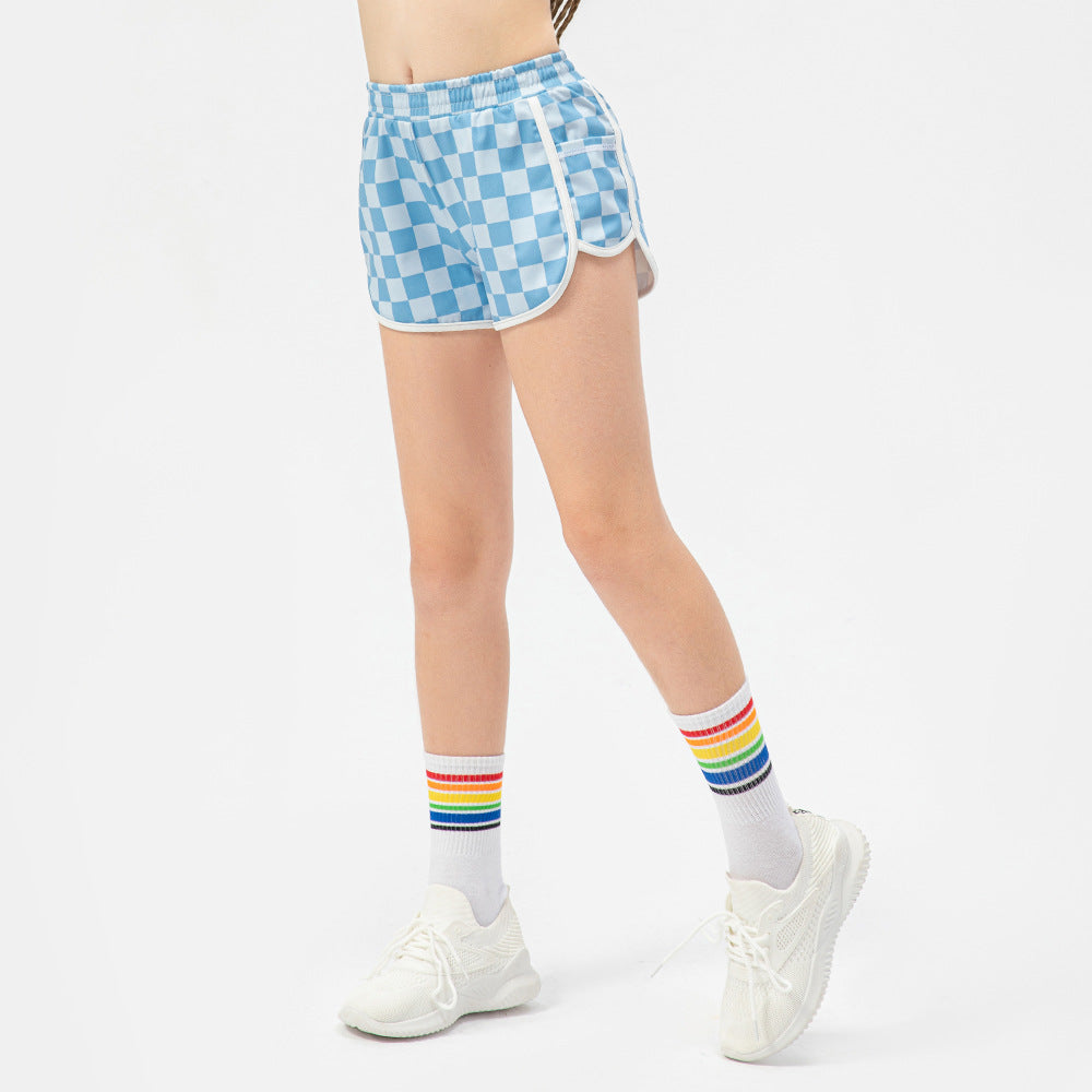 Dame Sportsløbeshorts med fashionable ternet mønster og behagelig elastisk linning Stilla