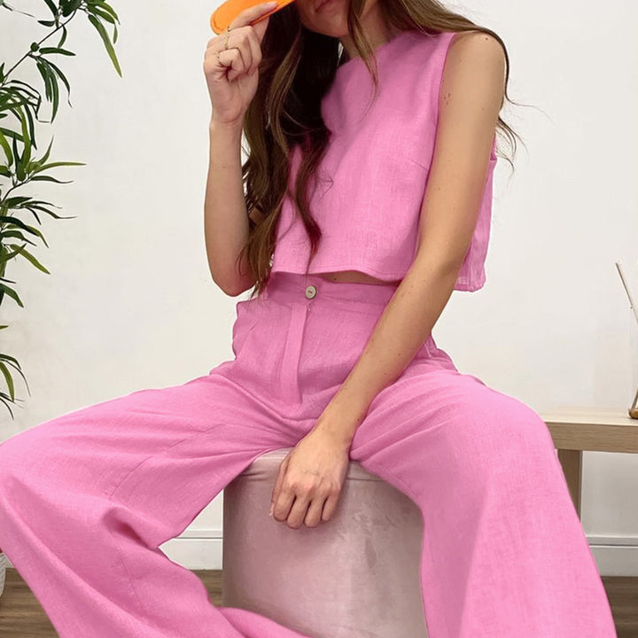 Dame sæt bestående af crop top og brede bukser Stilla