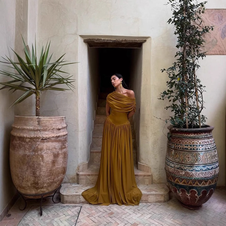 Dame Maxikjole med elegante draperinger Stilla