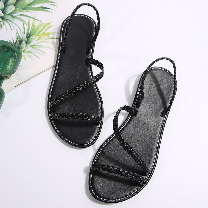 Dame flade flettede sandaler med komfortabelt fodseng og elegant design Stilla