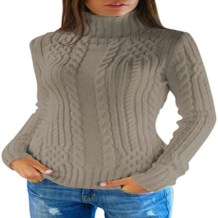 Dame sweater med ståkrave og struktureret strikdesign Stilla
