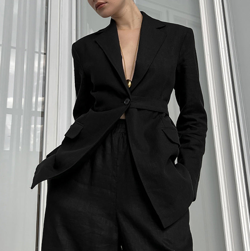 Damer Elegant blazer- og bukseensemble med vide ben og smart snit Stilla
