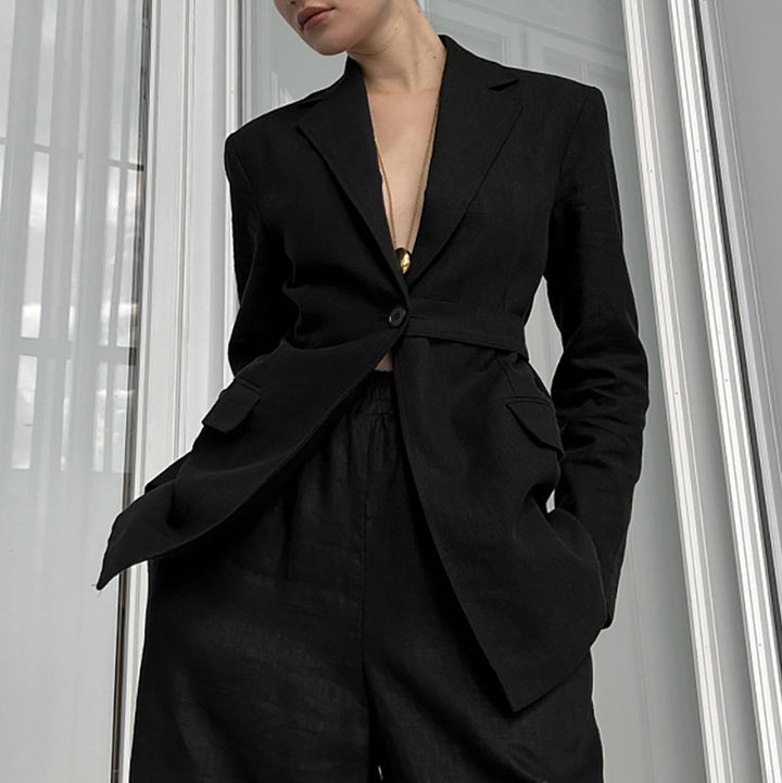Damer Elegant blazer- og bukseensemble med vide ben og smart snit Stilla