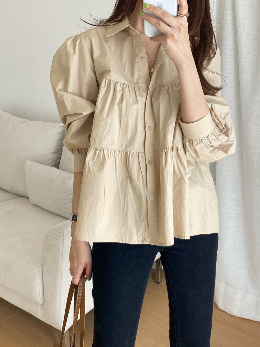 Dame elegant lagdelt knapliste bluse Stilla